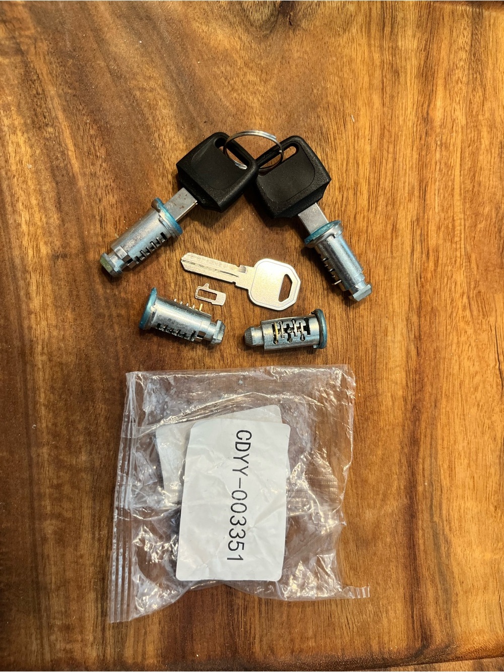 Replacement  Lock Cylinder Set with Keys - Black/Metal